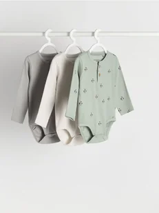 Reserved - Bawełniane body 3 pack - jasnoszary - Komplety dla niemowląt - miniaturka - grafika 1