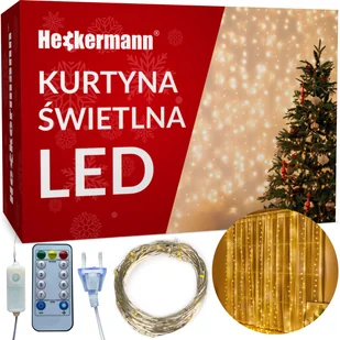 Kurtyna Świetlna Lampki Na Druciku Girlanda Białe Ciepłe 300 Led 3x3 Metry - Girlandy - miniaturka - grafika 1