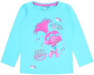 Bluzki damskie - Turkusowa bluzka dziewczęca z długim rękawem TROLLS 3 lata 98 cm - miniaturka - grafika 1