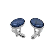 Spinki do mankietów i krawatów - Srebrne spinki do mankietów Dumortieryt w oprawie (S1065o) Srebro [925] - miniaturka - grafika 1