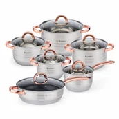 Zestawy garnków i patelni - Elitehoff 12-Częściowy Zestaw Garnków Indukcyjnych Ze Stali Nierdzewnej W Różowym Złocie - miniaturka - grafika 1
