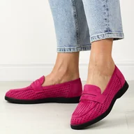 Mokasyny damskie - Fuksja ażurowe zamszowe mokasyny damskie Vinceza 17281 - miniaturka - grafika 1