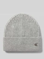 Czapki damskie - Czapka beanie z mieszanki wełny jagnięcej z aplikacją z logo - miniaturka - grafika 1