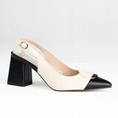 Czółenka - Eleganckie damskie czółenka sandały słupek GOODIN GD-DO-211 szpic krem 36 - miniaturka - grafika 1