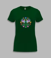 Koszulki i topy damskie - KOSZULKA DAMSKA - KOGUTY ŁOWICKIE Ciemnozielony L - miniaturka - grafika 1