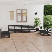 Meble ogrodowe - vidaXL Lumarko 8-cz. zestaw wypoczynkowy do ogrodu, czarny, drewno sosnowe  3075433 - miniaturka - grafika 1