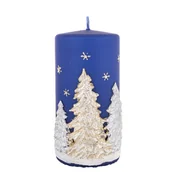 Świece - Parafinowa Granatowa Świeca Dekoracyjna Ozdobna Tradycyjna 14cm - FI 7cm - miniaturka - grafika 1