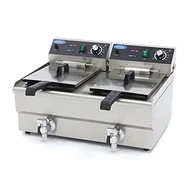 Frytownice gastronomiczne - Frytkownica 2x 13 L - 2 Kosze - z kranem - Frytownica - Frytownica z podwójnym cateringiem - Stal nierdzewna - Profesjonalna - 26 litrów - miniaturka - grafika 1