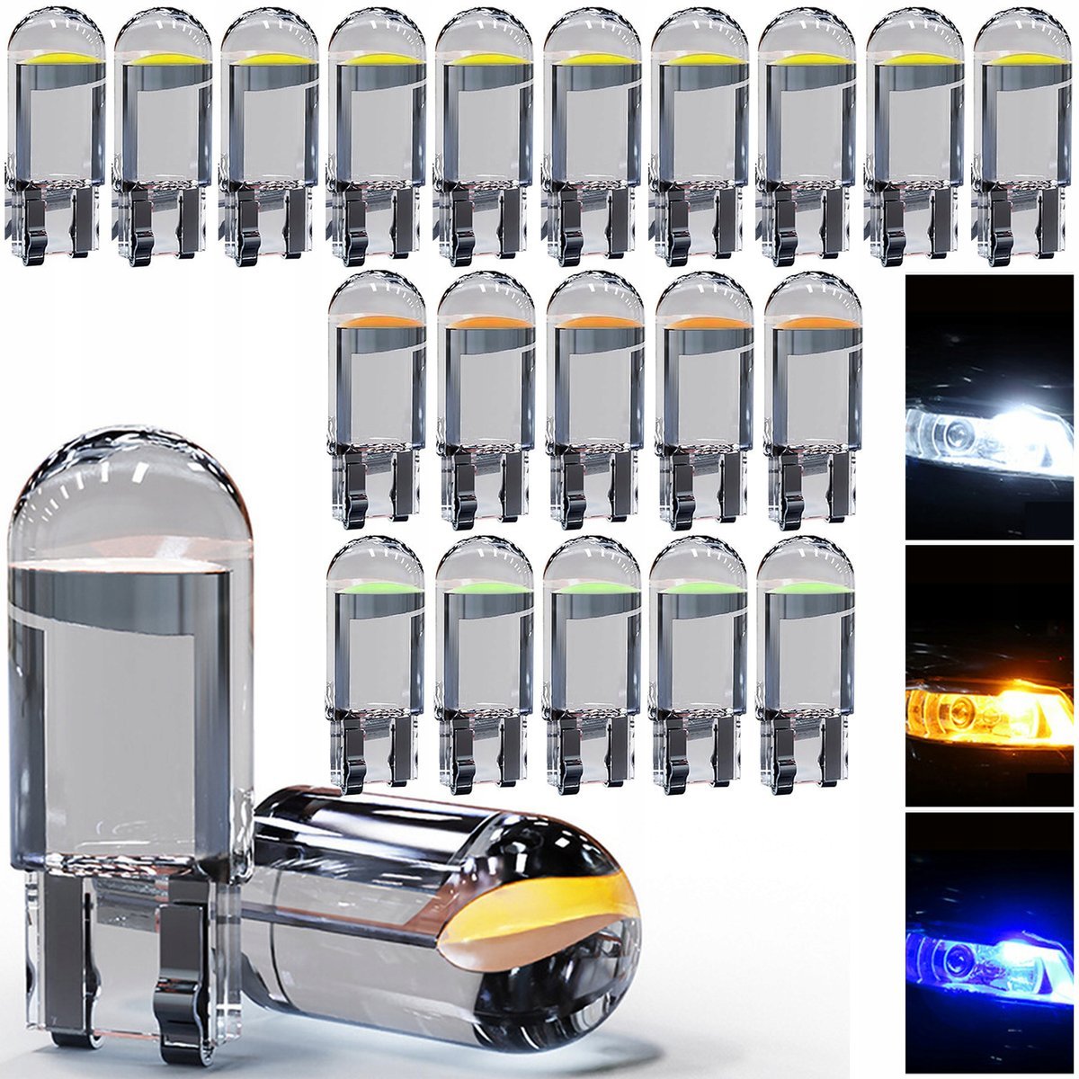 ŻARÓWKA POSTOJÓWKA LED W5W KRYSTALICZNA LEDOWA T10 SPHERE COB 360° 20 SZT.