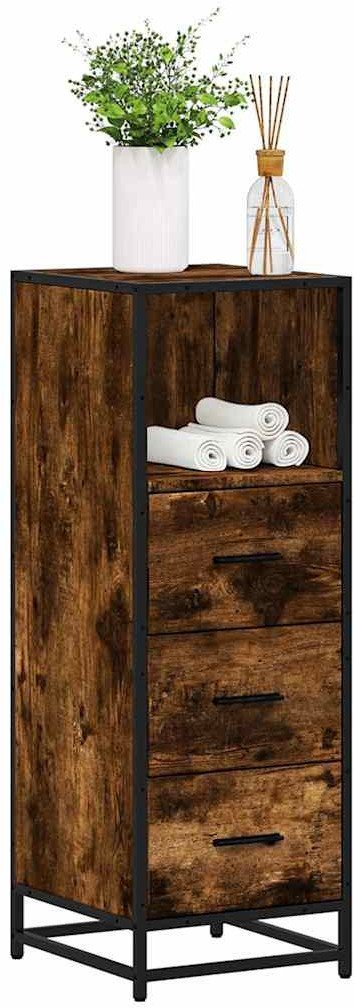 vidaXL Szafka łazienkowa, przydymiony dąb, 35x37,5x100 cm