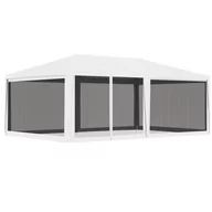 Pawilony ogrodowe - vidaXL Namiot imprezowy z 4 siatkowymi ściankami, 4x6 m, biały - miniaturka - grafika 1