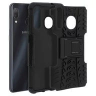 Etui i futerały do telefonów - Odporne na wstrząsy etui z podstawką, tylna obudowa do Samsunga Galaxy A50 i podstawka — czarne - miniaturka - grafika 1