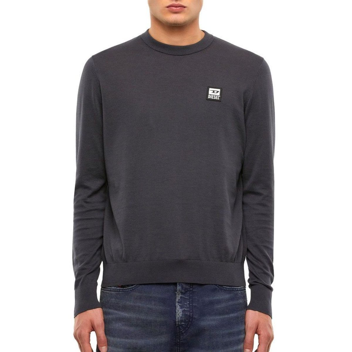 Sweter męski Diesel klasyczny bawełniany szary-S