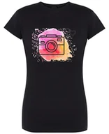 Koszulki i topy damskie - T-Shirt damski nadruk Aparat Kolorowe Tło r.S - miniaturka - grafika 1