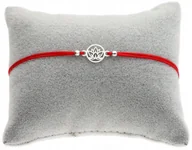 Bransoletki - Srebrna Bransoletka sznurkowa kwiat lotosu SREBRO 925 - miniaturka - grafika 1