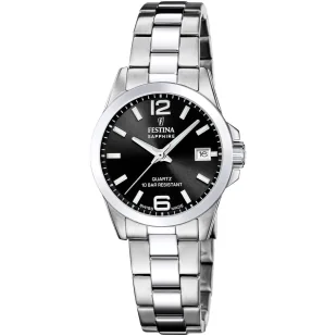 Zegarek Festina Classic Bracelet 20049/6 zegarek damski srebrny czarna tarcza z datownikiem - Zegarki damskie - miniaturka - grafika 1
