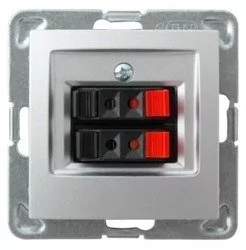 LEDart głośnikowe podwójne bez ramki - Ospel Impresja GG-2Y/m/18, kolor srebrny - Gniazdka elektryczne - miniaturka - grafika 1