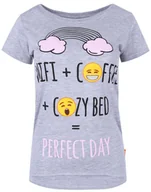 Bielizna nocna - Szara koszulka nocna damska z emotikonami EMOJI M - miniaturka - grafika 1
