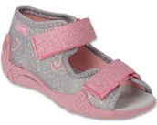 Buty dla dziewczynek - Kapcie dziecięce Befado 342P056 sandałki dziewczęce na rzepy-24 - miniaturka - grafika 1