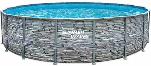 Summer Waves Elitarny basen z ramkami Okrągły basen naziemny Kompletny zestaw Wygląd kamienia 549x132 cm - Zabawki i gry sportowe - miniaturka - grafika 1