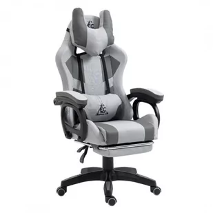 Fotel biurowy, krzesło biurowe Fotel Gamingowy Obrotowy "Student" Z Podnóżkiem I Poduszką Masującą, Szary Ko23Sz - Fotele i krzesła biurowe - miniaturka - grafika 1