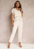 Komplety damskie - Beżowy 2-częściowy Komplet z Bluzką i Spodniami Ezrala - miniaturka - grafika 1