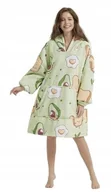 Bluzy damskie - BLUZA PLUSZOWA Z KAPTUREM ZIELONA COMFY KOC OVERSIZE CIEPŁA TOSTY AWOKADO - miniaturka - grafika 1