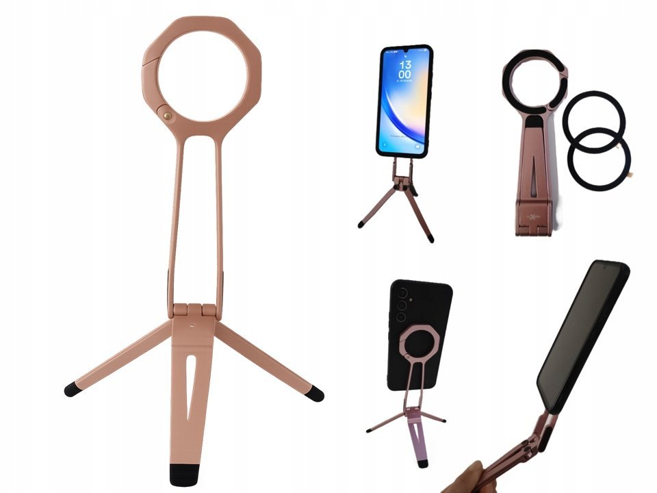 Stojak Magnetyczny uchwyt na telefon selfie stick jak MagSafe M40 różowy