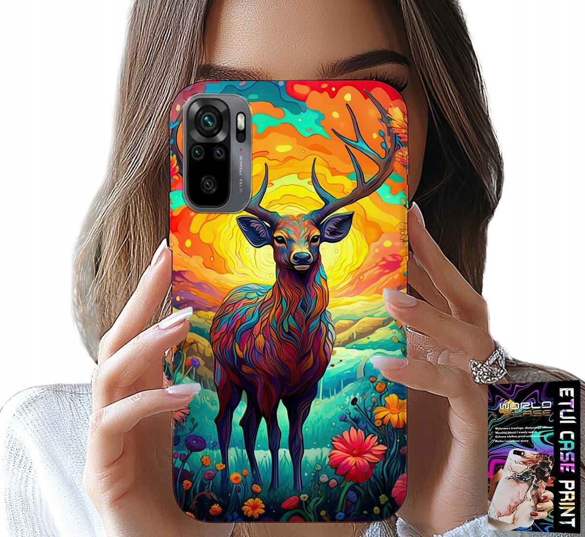ETUI DO XIAOMI NOTE 10 / 10S - KOLOROWE WZORY JELEŃ ŁOŚ ZWIERZĘTA LEŚNE