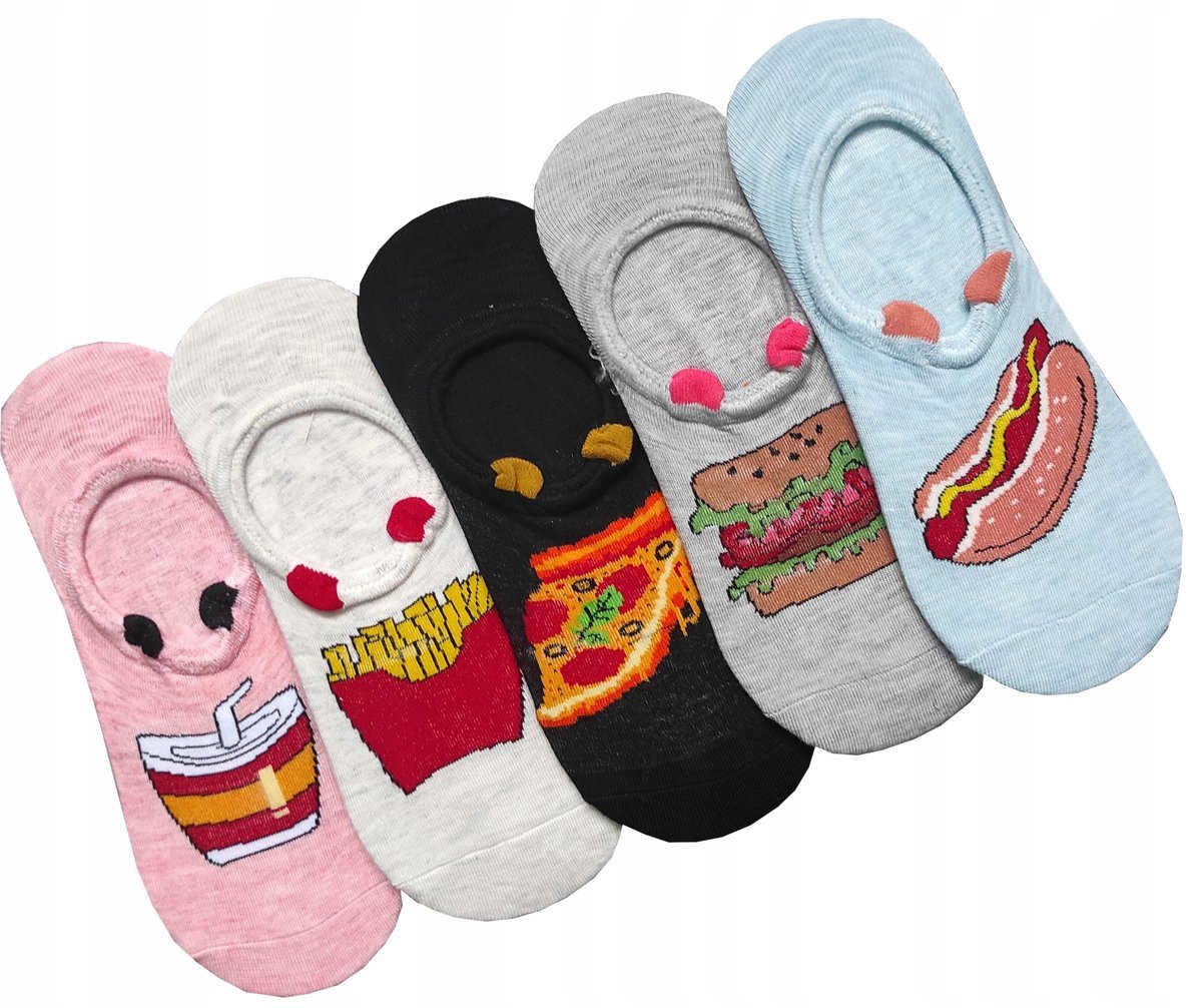 Stopki Skarpetki Bawełniane Damskie Fast Food 36-38 5-Par Silikon