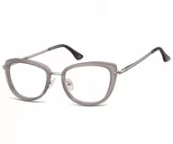Okulary korekcyjne, oprawki, szkła - Sunoptic Okulary oprawki korekcyjne kocie oczy zerówki flex MTR-99F szaro-srebrne - miniaturka - grafika 1