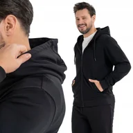 Bluzy męskie - BAWEŁNIANA BLUZA MĘSKA DRESOWA ROZPINANA SPORTOWA Z KAPTUREM MORAJ M BLACK - miniaturka - grafika 1