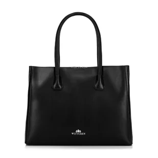 Damski kuferek ze skóry naturalnej trójkomorowy czarno - srebrny - Torebki damskie Damski kuferek ze skóry naturalnej trójkomorowy czarno - srebrny - Torebki damskie - miniaturka - grafika 1