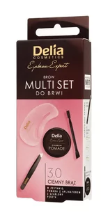 DELIA Zestaw do brwi brąz pomada+pęseta+ szablon - Utrwalacze do makijażu - miniaturka - grafika 2