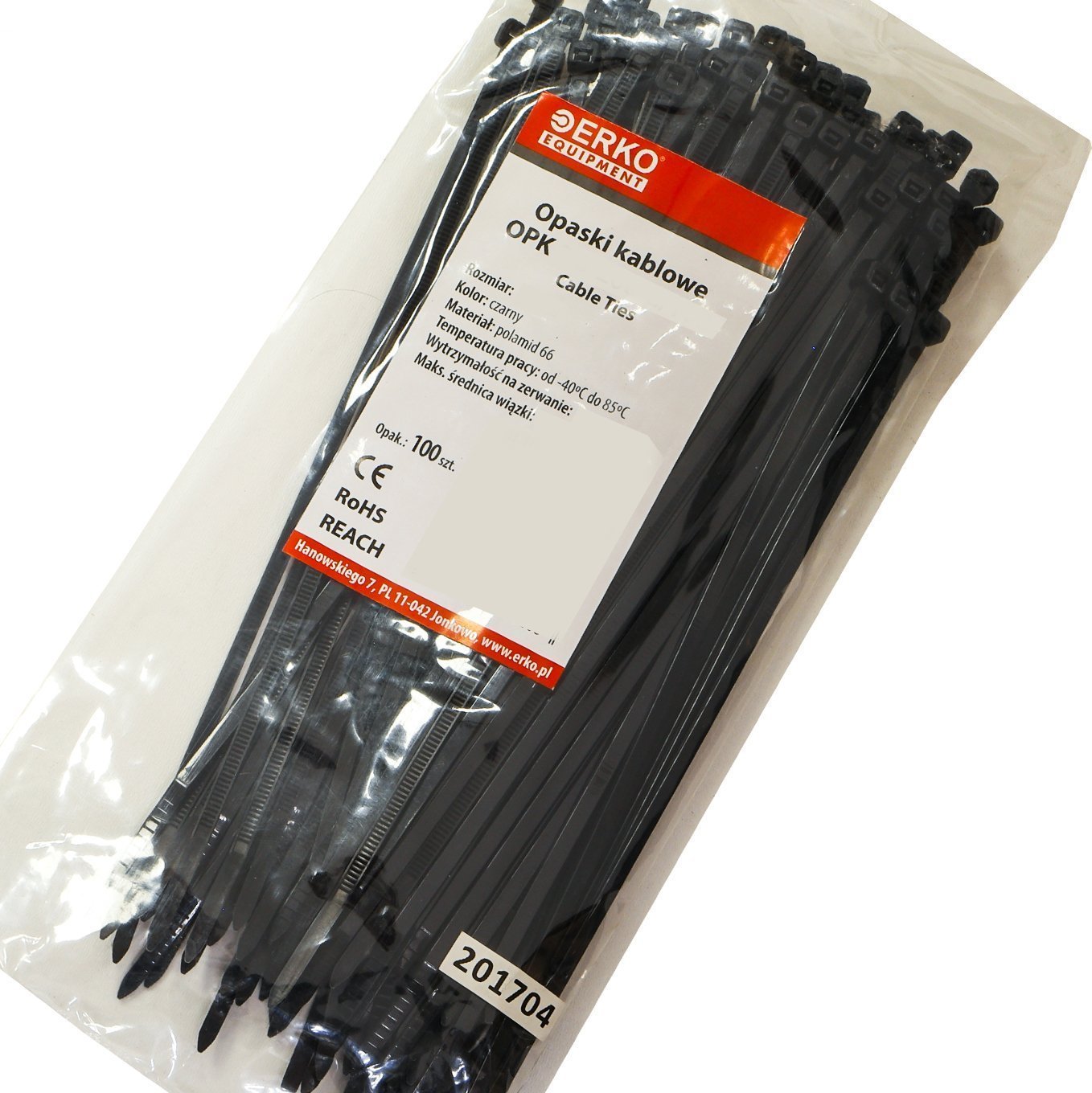 Organizer Erko Opaska zaciskowa czarna OPK 540/7,6 op.100szt ERKO