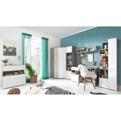 Zestawy mebli dla dzieci - Zestaw Mebli Młodzieżowych D Sigma Meblar Biały Lux / Beton - miniaturka - grafika 1