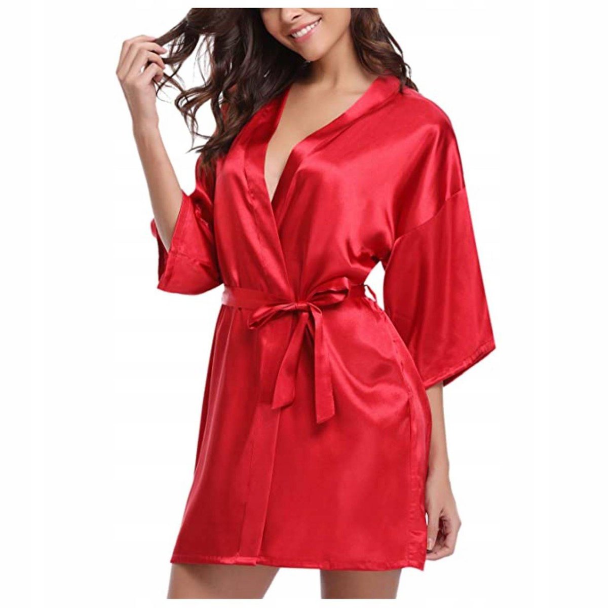 Satynowy szlafrok damski satyna podomka - L