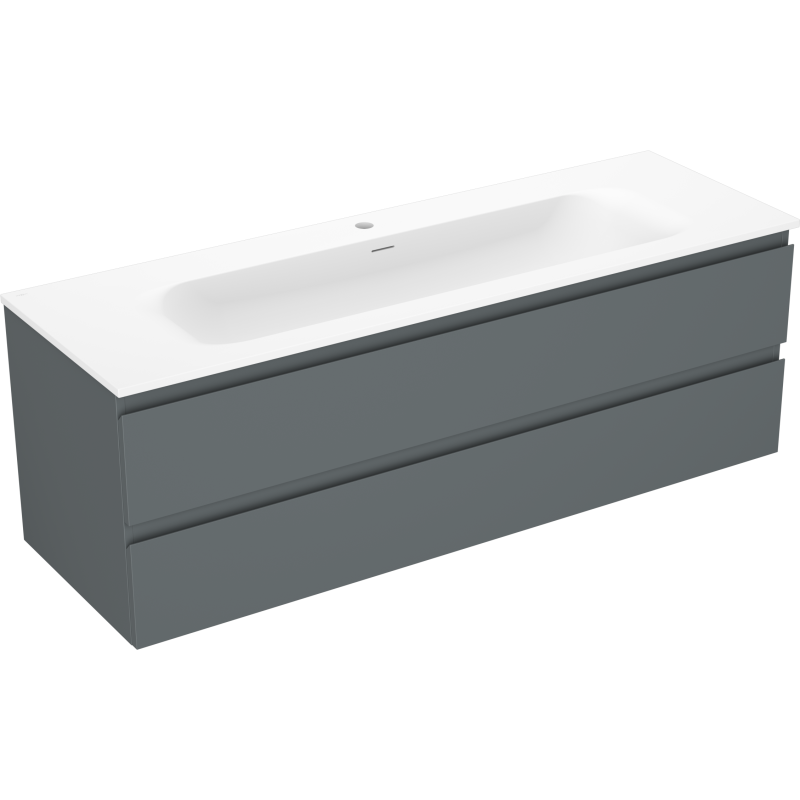 Mexen Orio szafka łazienkowa 140 cm z umywalką Vela, 2 szuflady, grafit mat/biała mat - 91A10-14047-2-BFF66-W23M01
