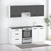 Meble kuchenne - Kuchnia Nowoczesna Modułowa Mała Z Blatem 2m Biała Biały Mat Szary Mat - miniaturka - grafika 1