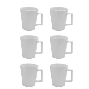 Intirilife 6x kubek do kawy w kolorze białym o pojemności 400 ml - 12,5 x 7,1 / 9,4 x 10,5 cm - Kubek do herbaty z rowkowanym wzorem, kubek z uchwytem, kubek do picia kawy, herbaty, mleka, kakao i wiele więcej - Kubki - miniaturka - grafika 1