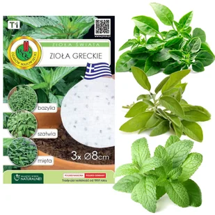 ZIOŁA GRECKIE BAZYLIA SZAŁWIA MIĘTA NASIONA - Nasiona i cebule - miniaturka - grafika 1