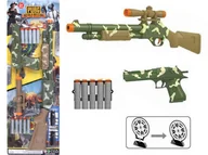 Zabawki militarne - Zabawkowy Pistolet Na Strzałki + Zabawkowa Strzelba Karabin Naboje Z Pianki Broń Zestaw 2W1 - miniaturka - grafika 1