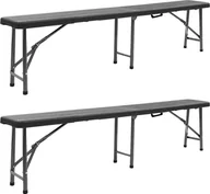 Ławki ogrodowe - Elior Zestaw czarnych ławek ogrodowych - Estella - miniaturka - grafika 1