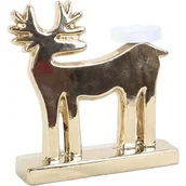 Świeczniki - Złoty ceramiczny świecznik w kształcie renifera na - miniaturka - grafika 1