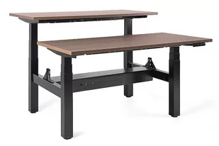 Podwójne biurko Fighter Double Desk - Stelaż i Blat - 160x140 cm - YZ-17 Walnut - Biurka - miniaturka - grafika 1
