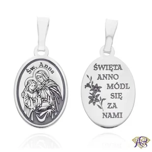 Srebrny medalik Ag 925 rodowany Św. Anna MDC082R - Wisiorki - miniaturka - grafika 1