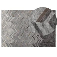 Dywany - Beliani Skórzany dywan 140 x 200 cm szary ARKUM - miniaturka - grafika 1