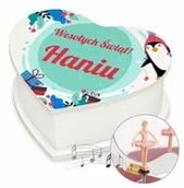 Pozytywki dla dzieci - Szkatułka na biżuterię w kształcie serca z pozytywką i nadrukiem dla dziewczynki na święta - miniaturka - grafika 1