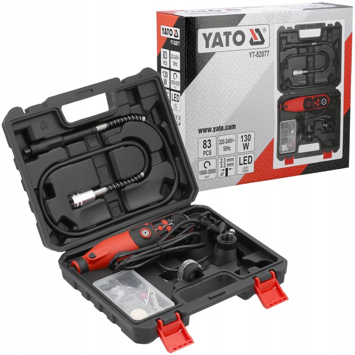 YATO MINISZLIFIERKA WIELOFUNKCYJNA 130W 6 PRĘDKOŚCI 10000-35000RPM 83el.