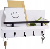 Wieszaki i stojaki - Półka Ścienna z Wieszakami UBRANIA KLUCZE BIAŁA - miniaturka - grafika 1